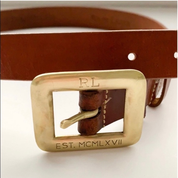 Ralph Lauren Accessories - Est 1967 Ralph Lauren Vintage Leather & Brass Belt